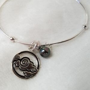 NWT Vantel Pearls Air Element Silver Bangle Bracelet Astrology Pearl